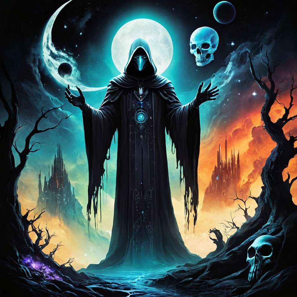 digitalart, magic, fantasyart, horror, skull, undead, necromancer, gothic, digitalpainting, fantasycharacter, space, spooky, spirit, fanart, apparition, halloween, dailychallenge