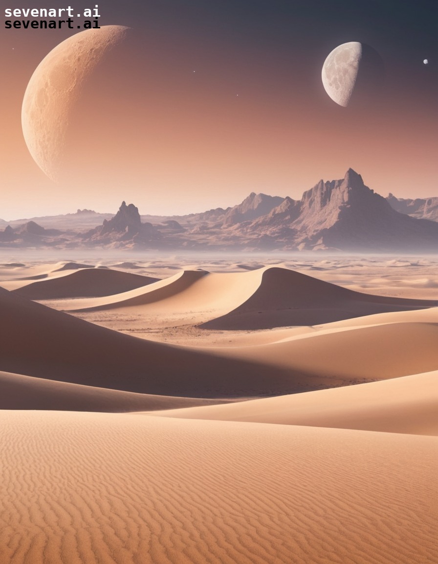 desert, dunes, moons, sky, vast landscape, dune