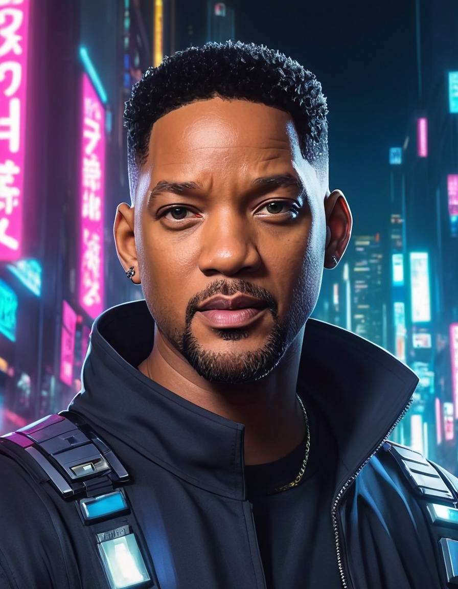 futuristic, anime, will smith, cyberpunk, hero