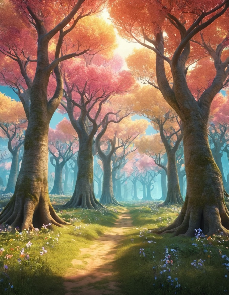 grove, singing trees, melodious tunes, fantasy, magical, enchanted, nature