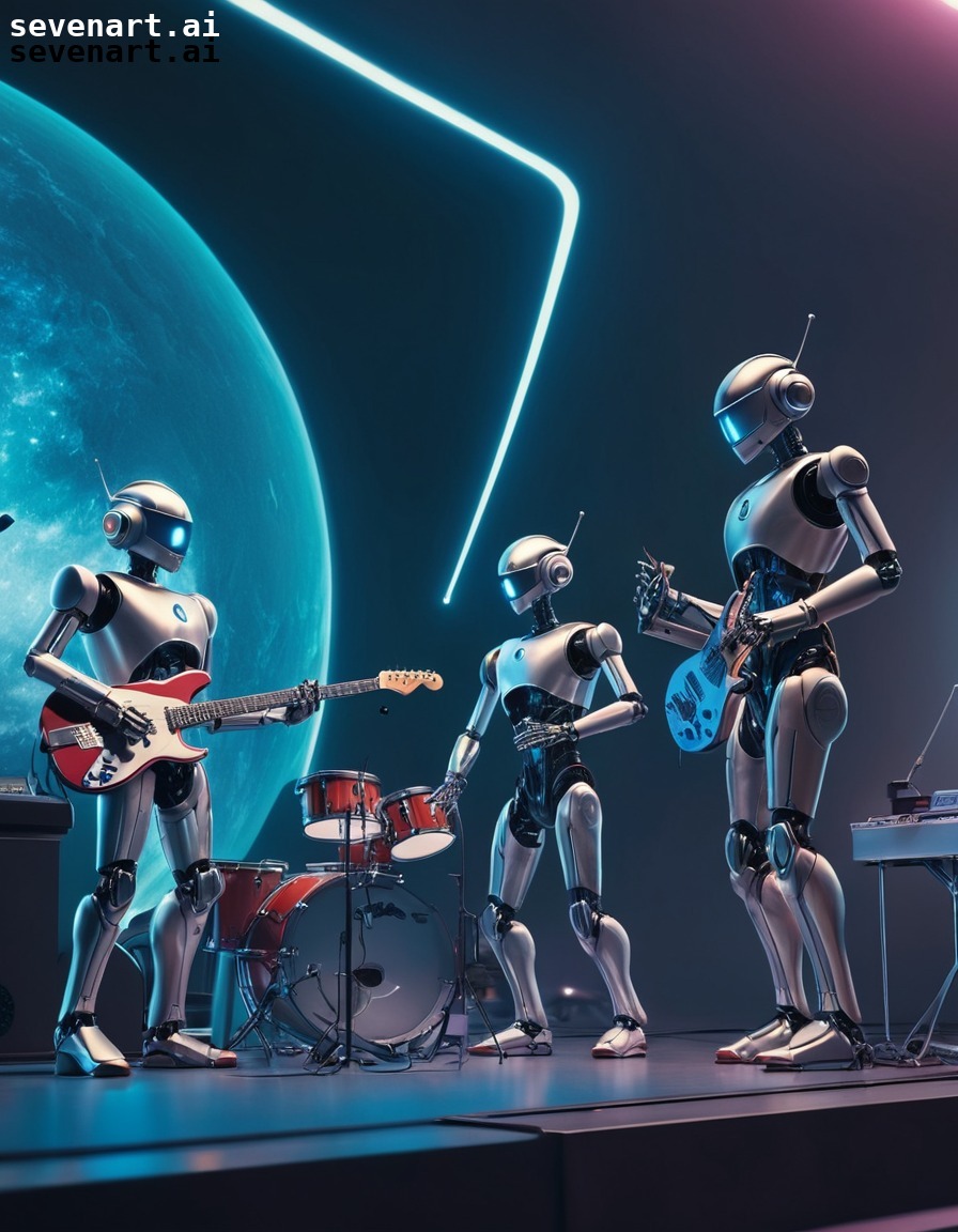 futuristic, robot, band, music, intergalactic, robots