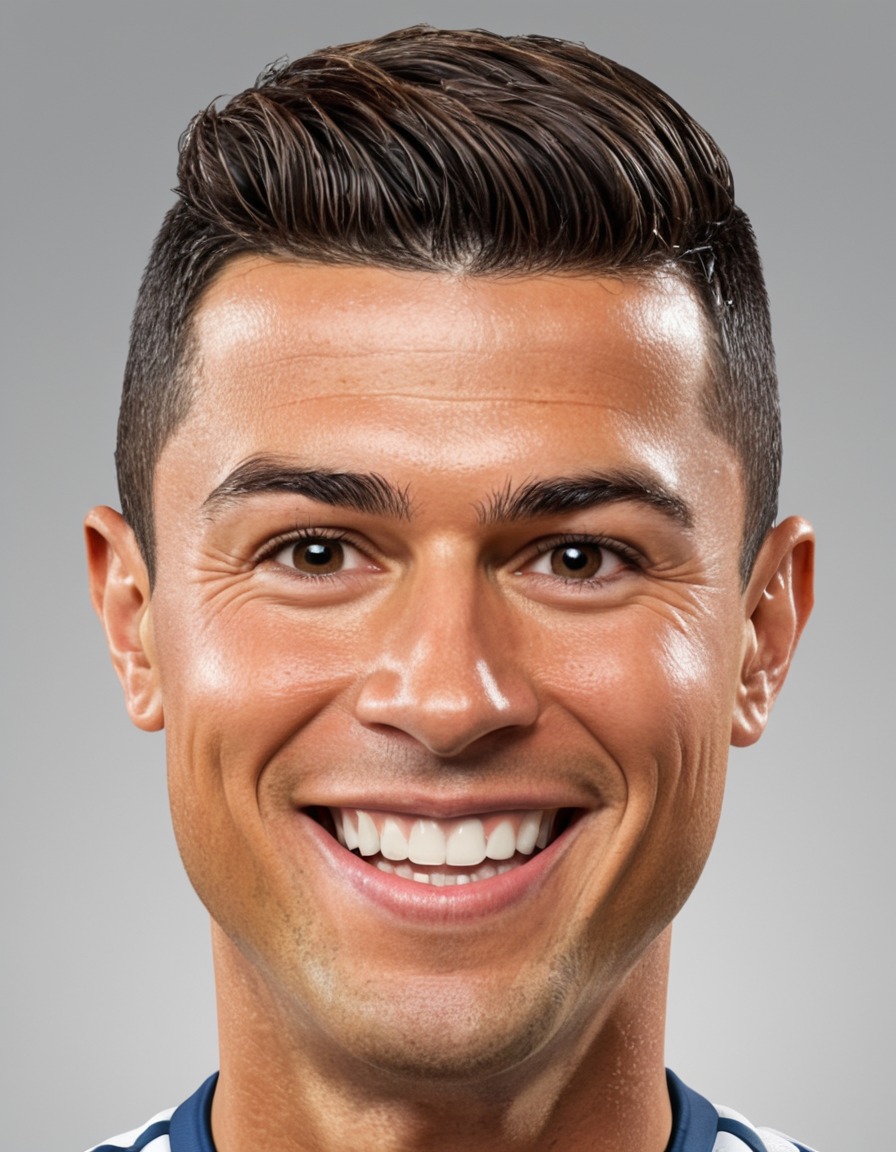 cristiano ronaldo, caricature, big head, smile, crazy, portuguese, soccer player