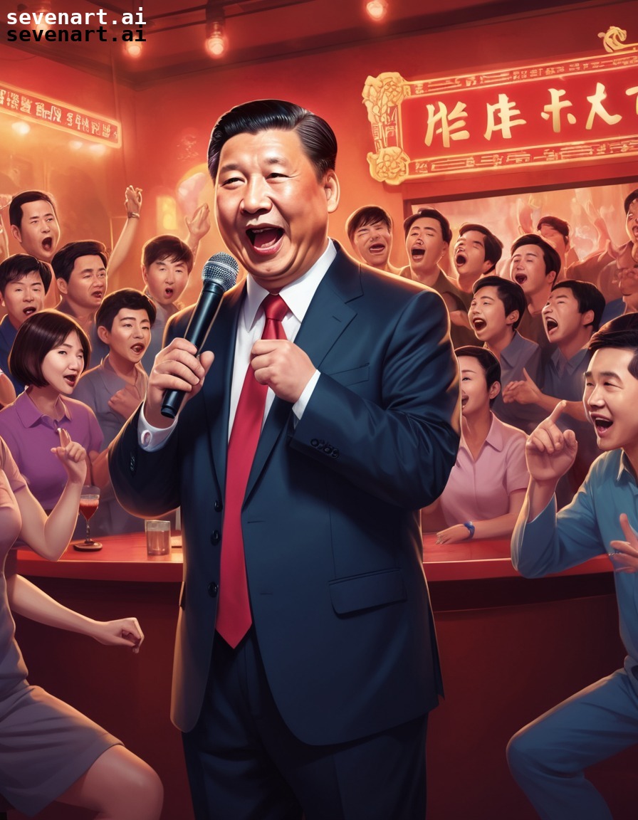 xi jinping, karaoke, bar, rock song, crowd, china