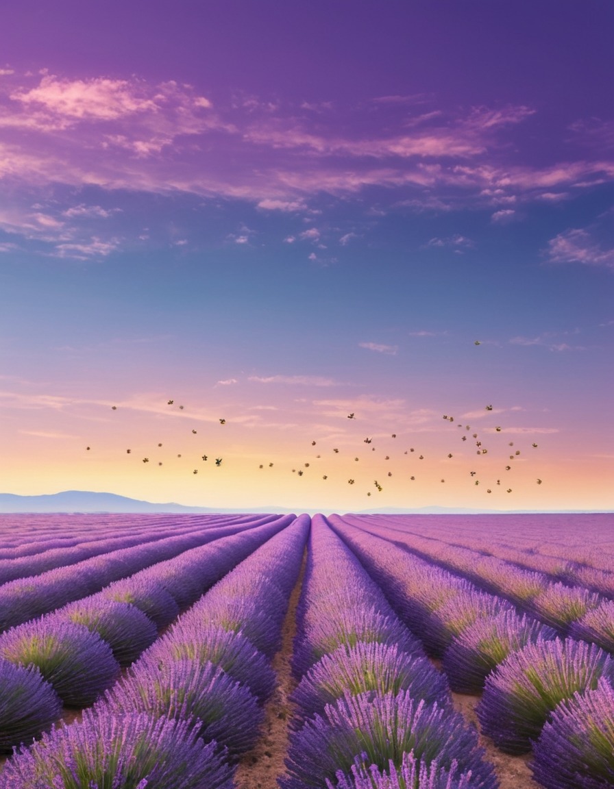 nature, lavender, flowers, bees, tranquility