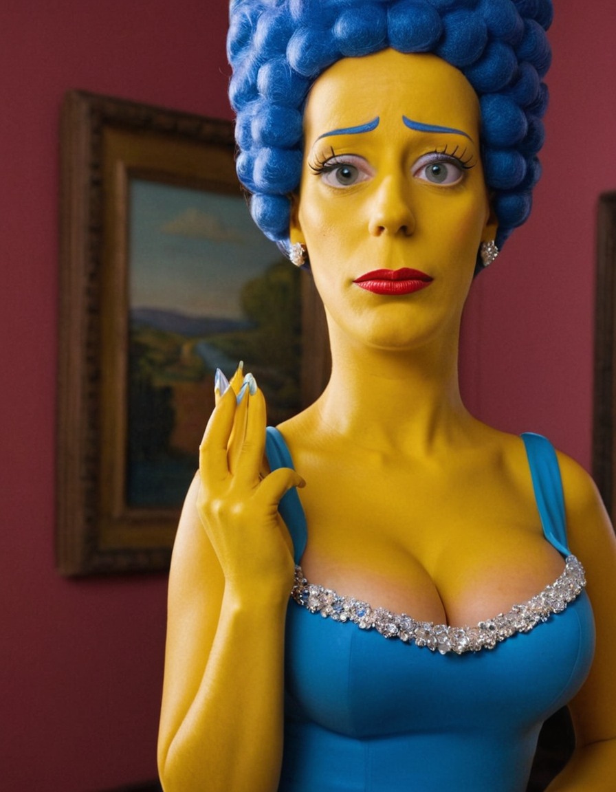 marge simpson, the simpsons, reimagined character, beautiful woman, cartoon character, pop culture, animated series