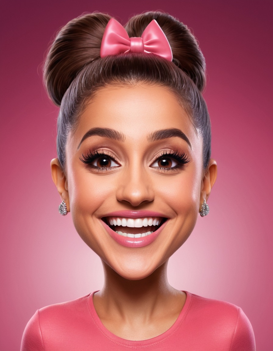 ariana grande, caricature, big head, crazy smile, pop star, entertainment, humor