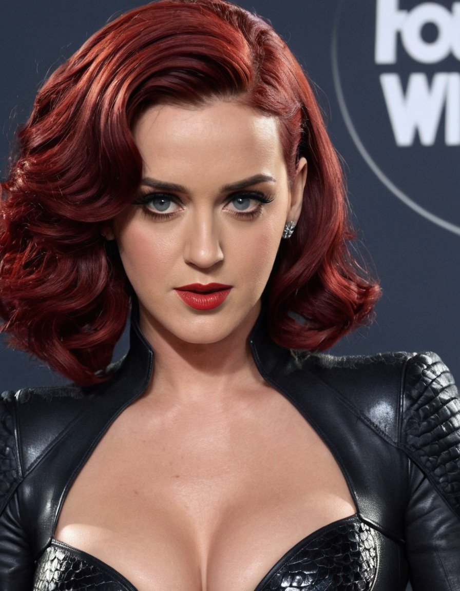 black widow, katy perry, celebrity transformation, costume design, music video, entertainment, pop culture