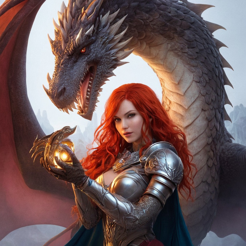 characterdesign, warrior, magic, fantasyart, fantasycharacter, dragon, redhair, fantasy, freckles, knight, paladin, redhead, female_paladin