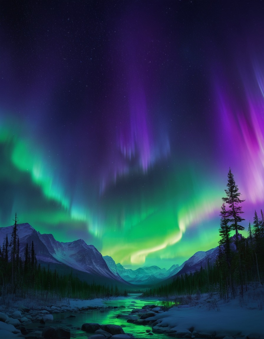 northern lights, aurora borealis, night sky, celestial beauty, natural phenomenon