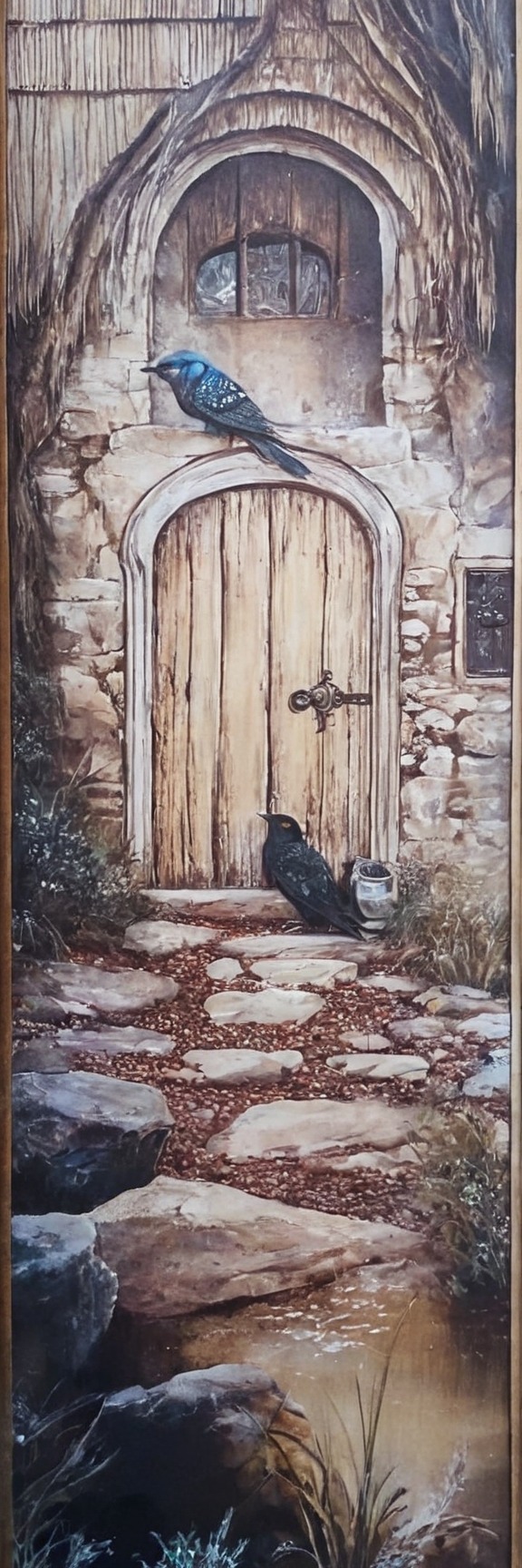 cat, fairytale, magic, witch, cottage, crow, pyrography, twilight, woodburning, rainingcrow