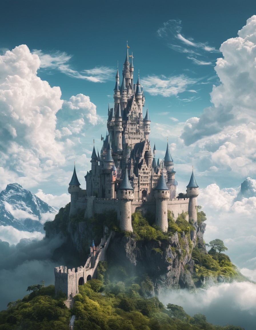 fantasy, castle, magical, beings, clouds, fantastic