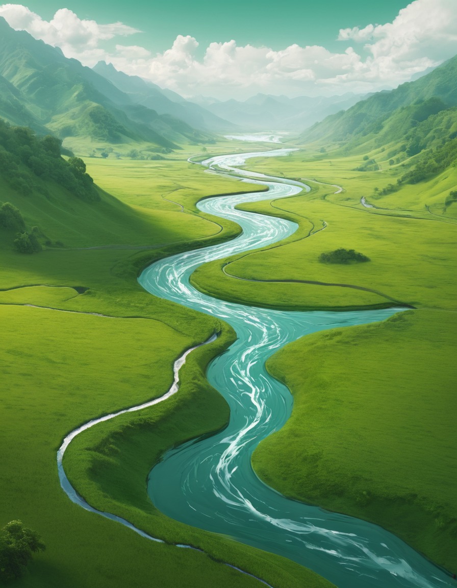 nature, river, valley, landscape, serene