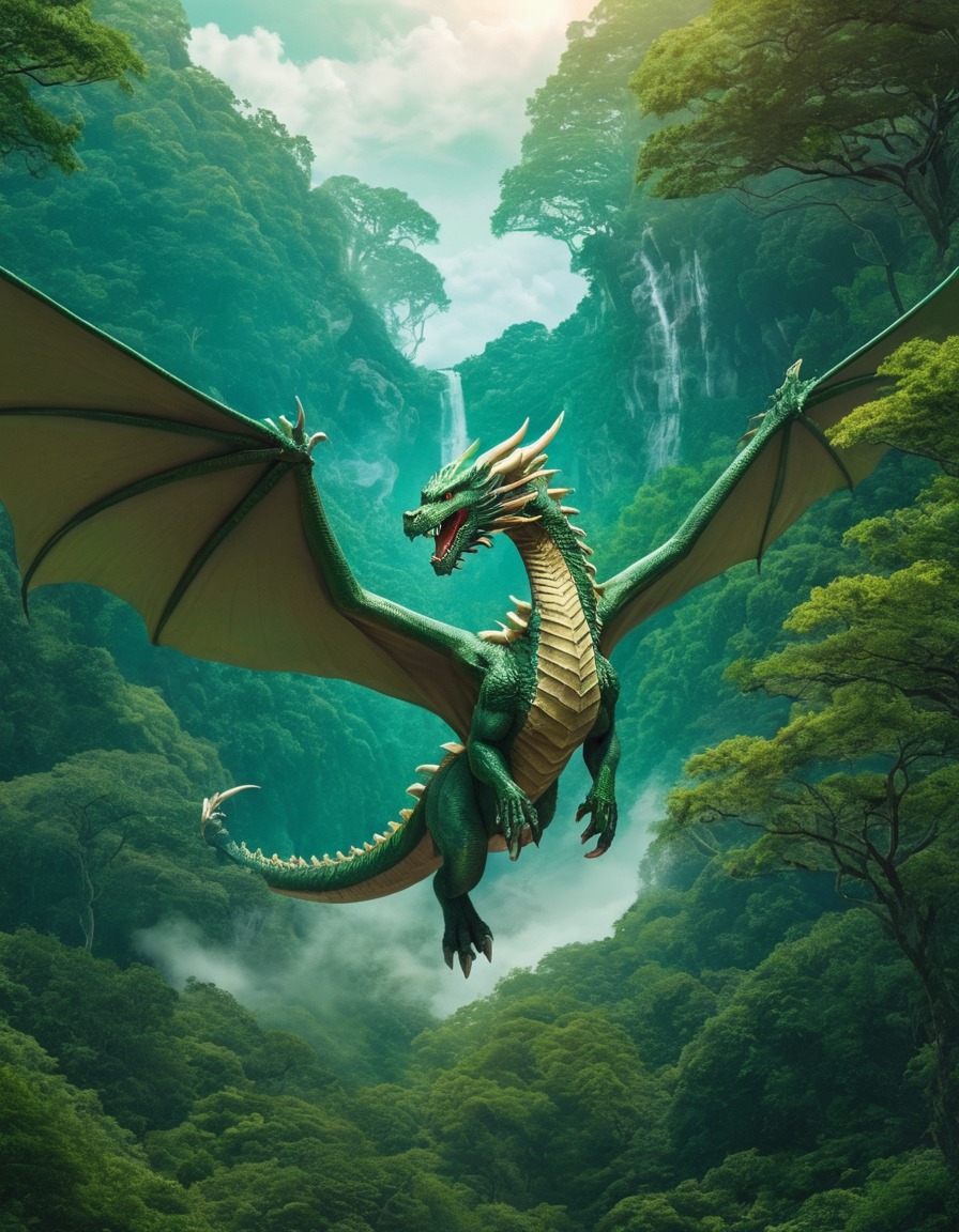 fantasy, dragon, forest, majestic, flying, fantastic