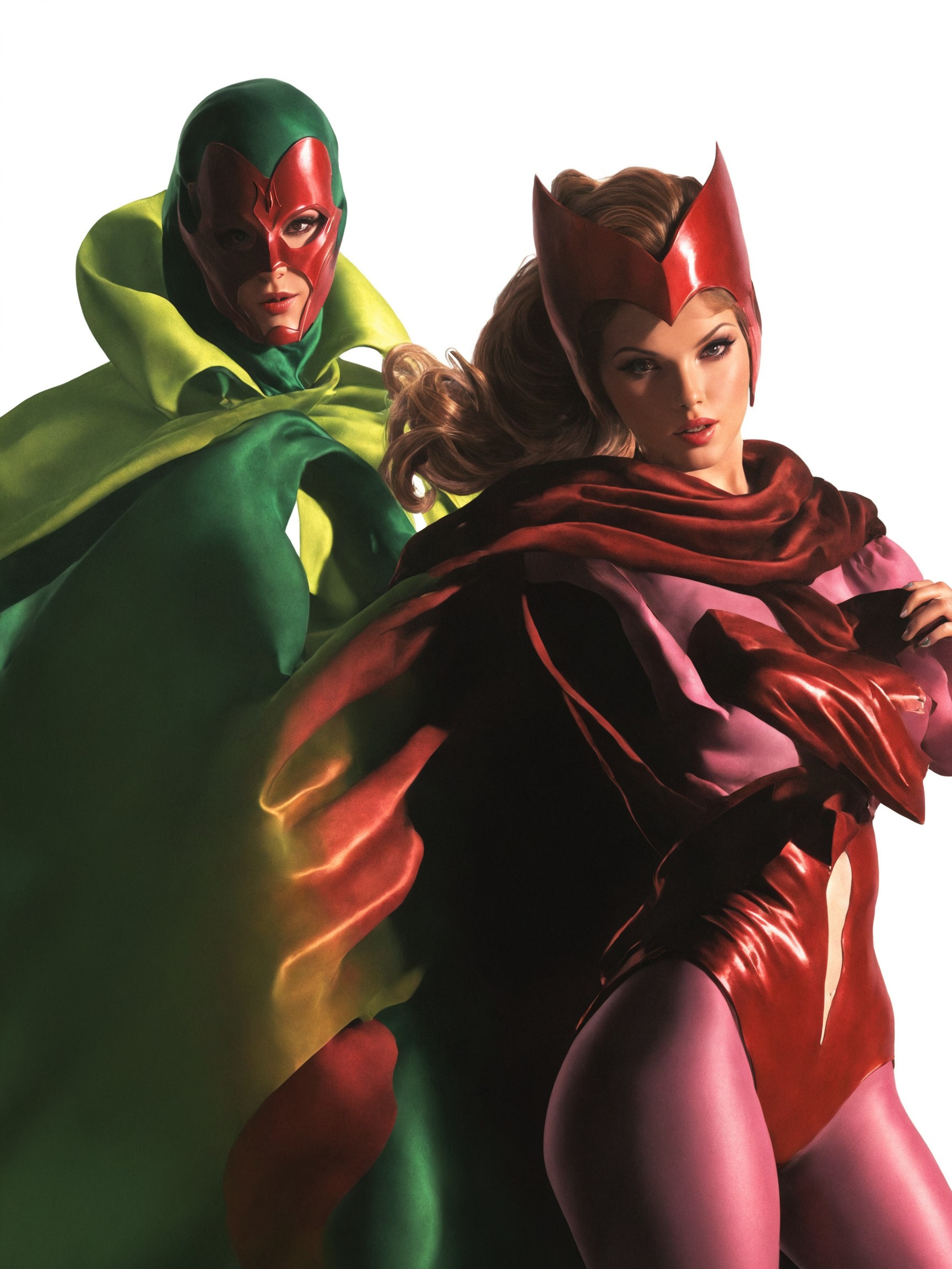 alex ross, vision, scarlet witch, marvel comics, marvel