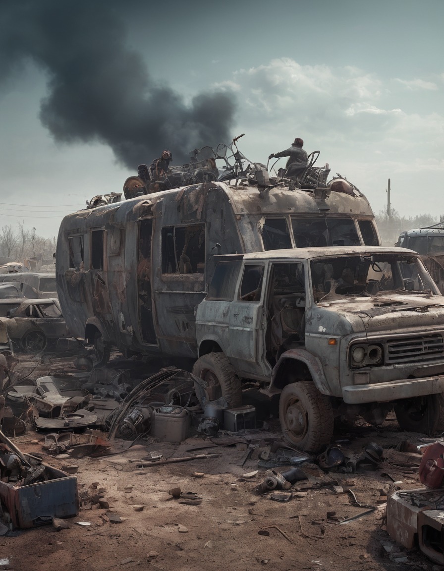 junkyard, scavengers, abandoned vehicles, salvage, mad max