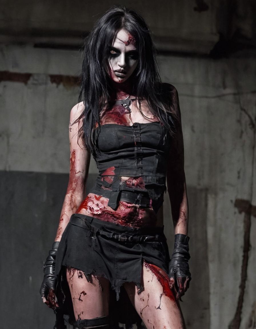 zombie, fashion show, tattered, blood-stained, horror, undead