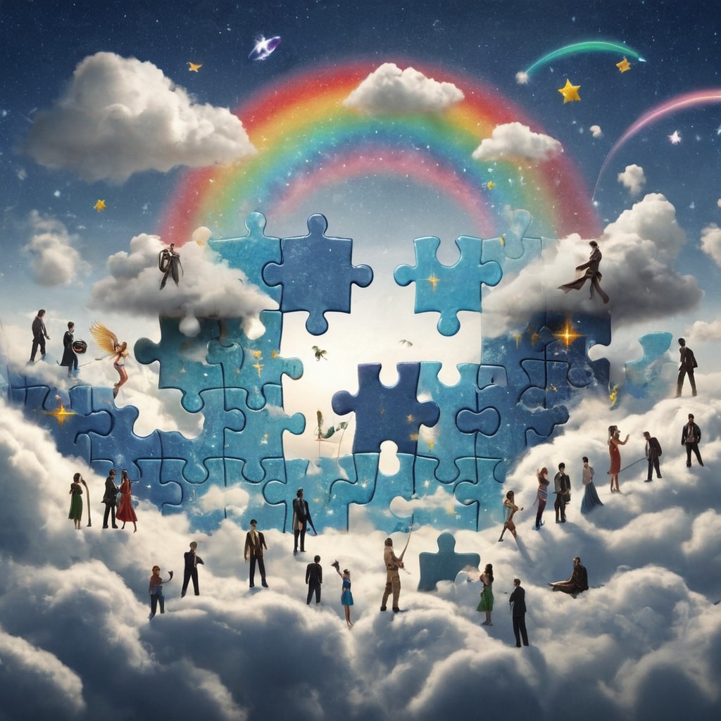 digitalart, surreal, sky, rainbow, magic, heaven, puzzles