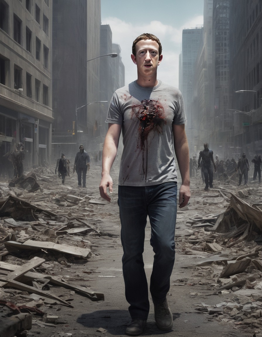 mark zuckerberg, zombie, cityscape, apocalypse, celebrities