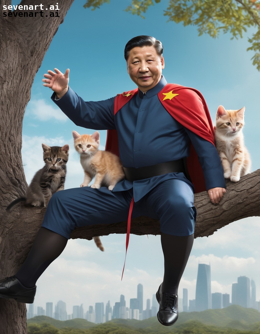 humor, whimsical, fantasy, political satire, superheroes, xi jinping, china