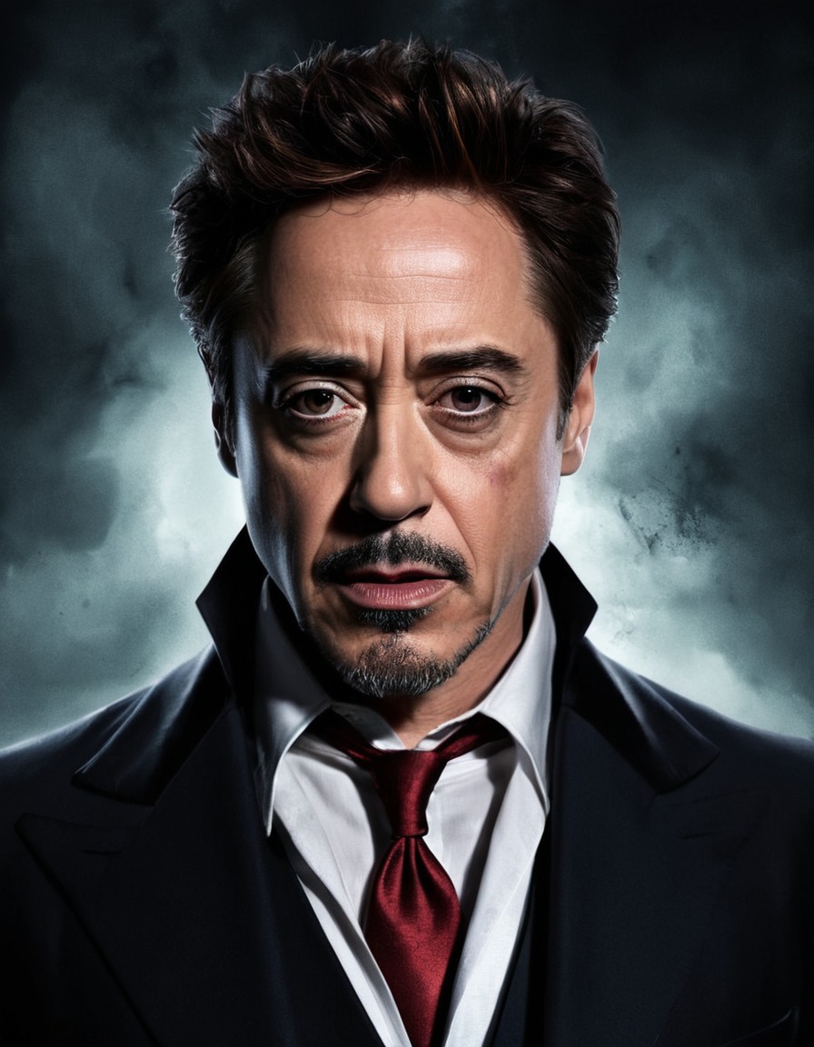 robert downey jr., vampire, shadows, actor, illustration