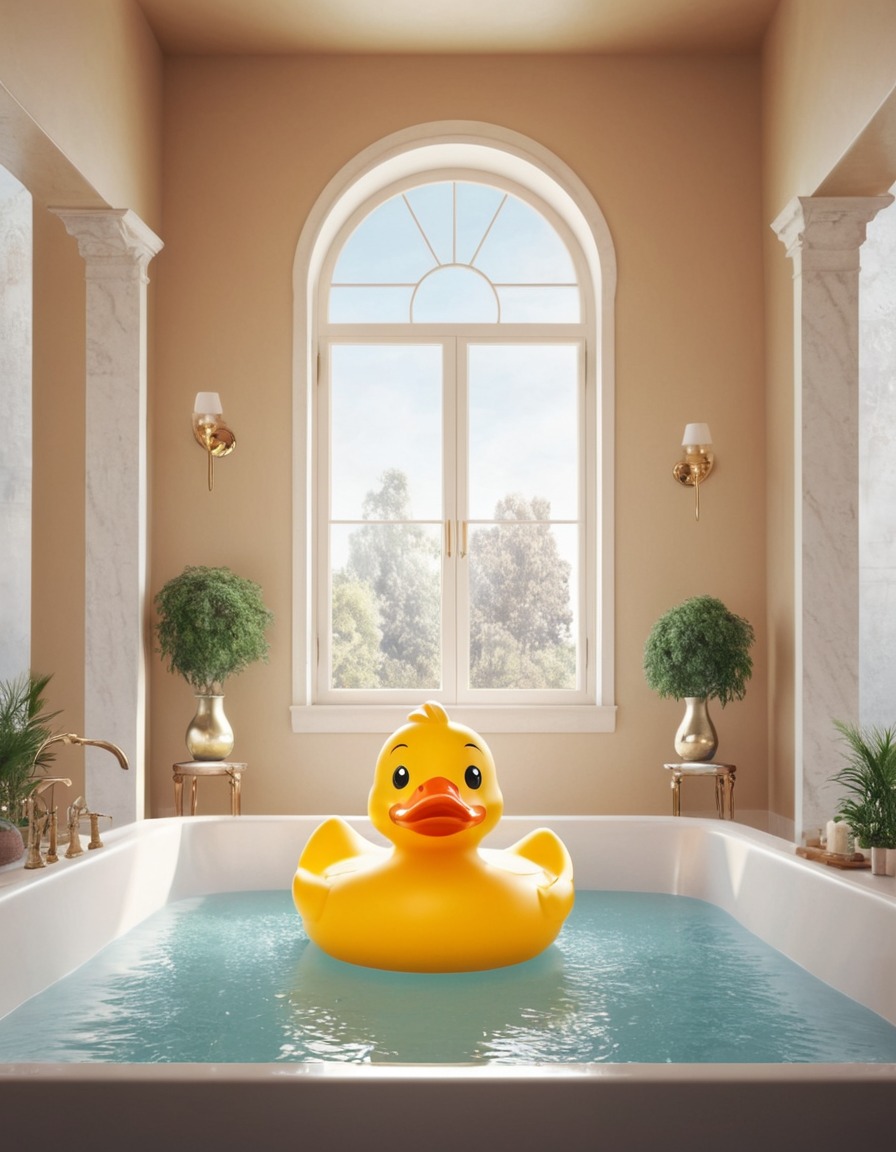 rubber duck, bathtub, giant, strange, art installation, public art