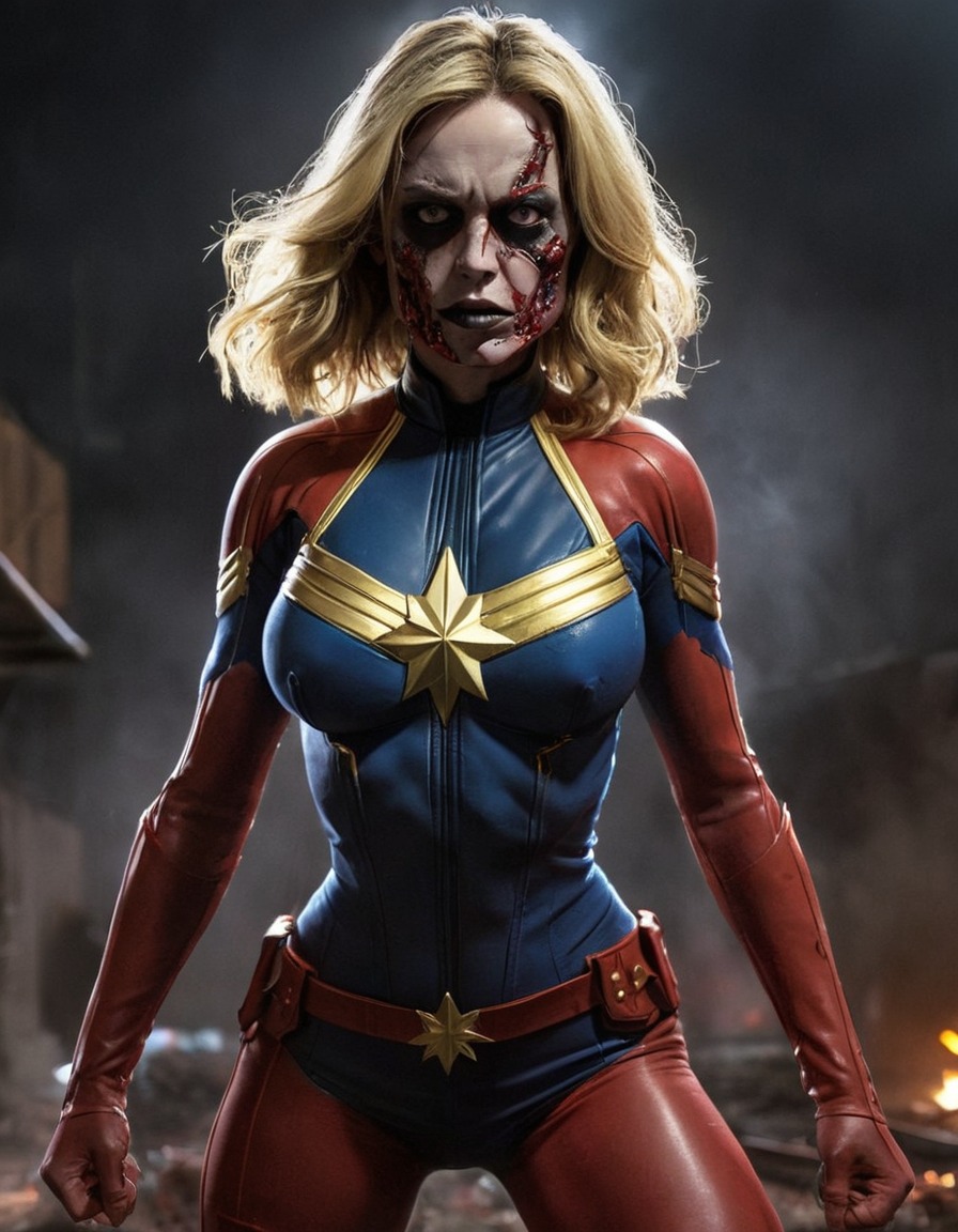 zombie, captain marvel (marvel comics), marvel comics, undead, superhero, horror, marvel universe