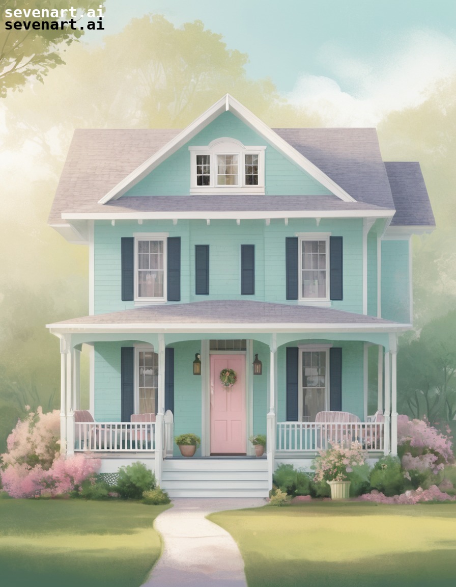 house, pastel colors, porch, swing, charming, home