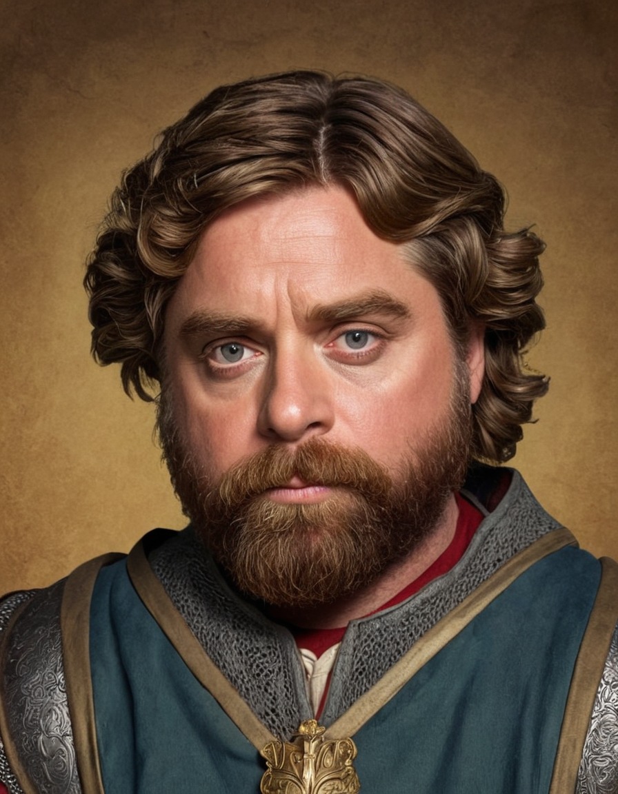 zach galifianakis, medieval, portrait painting, comedy, actor