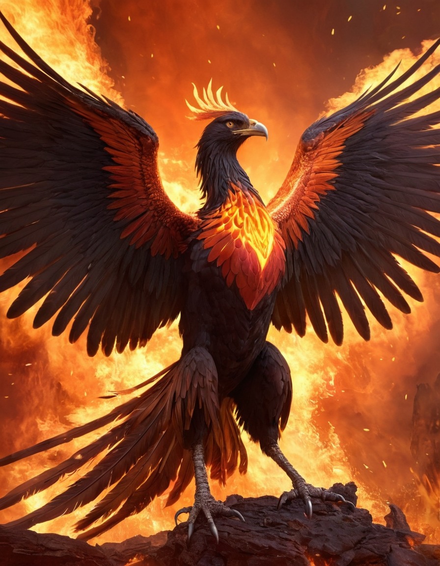 phoenix, rebirth, mythological creature, fire, transformation