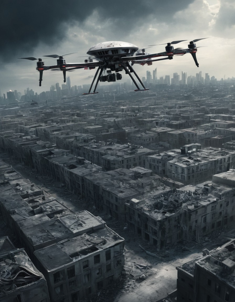 drone, surveillance, cityscape, war-torn landscape, war, usa