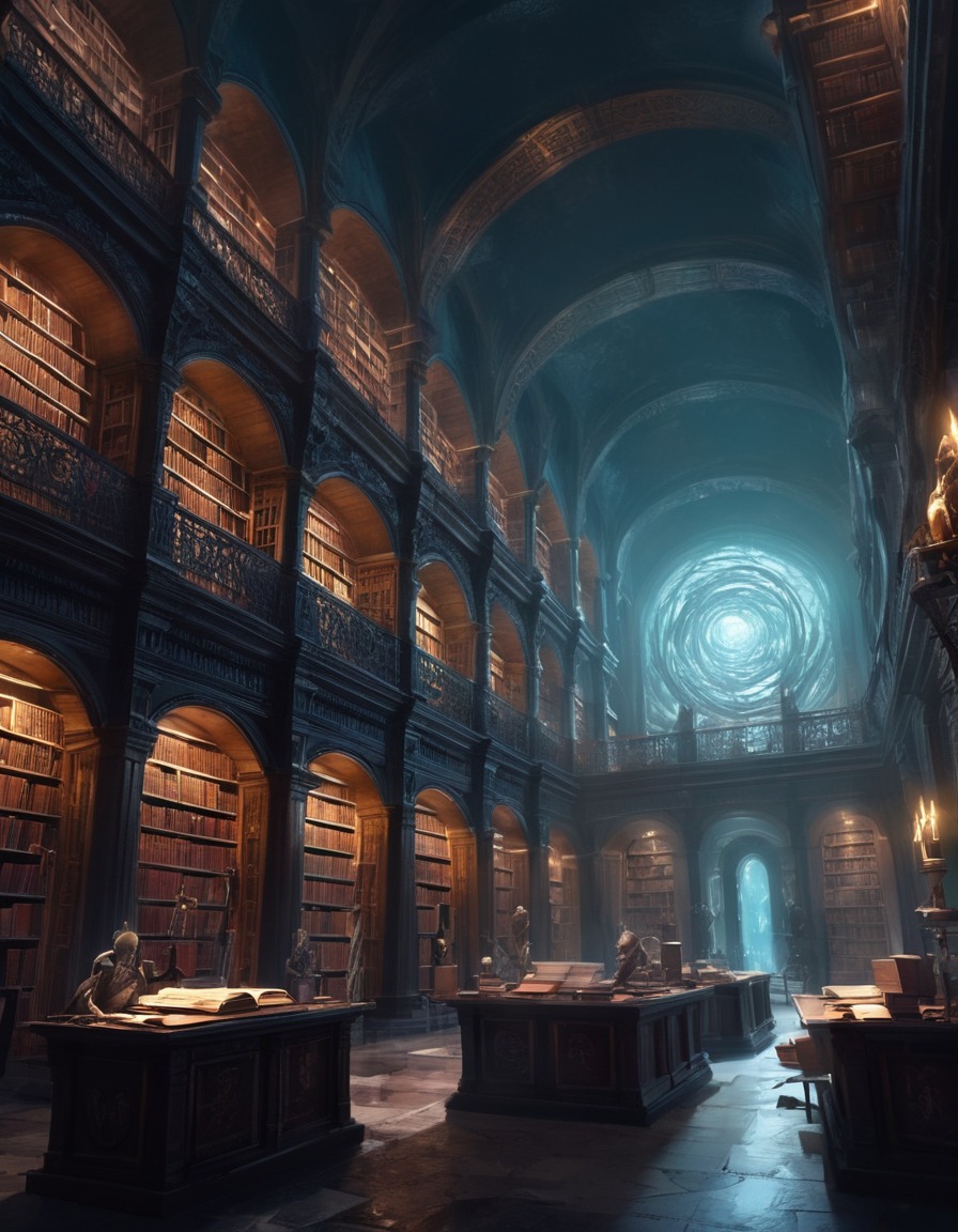 fantasy, forbidden knowledge, spectral guardians, library, maze, lovecraft, howard lovecraft