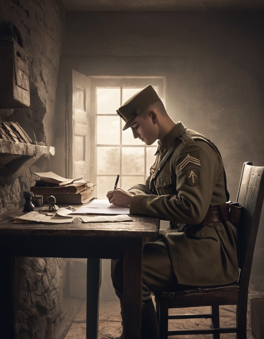 soldier, writing, reflection, war, home