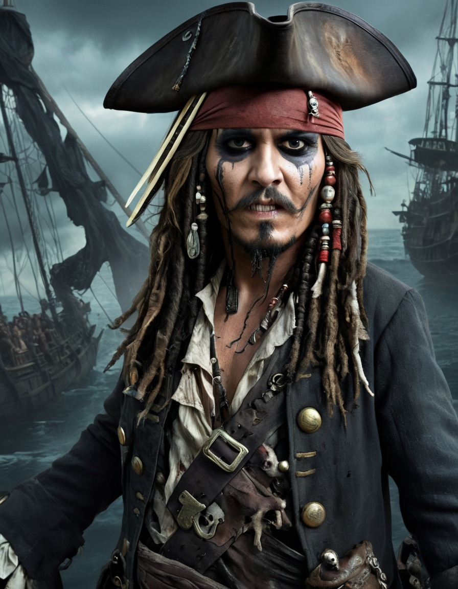 jack sparrow, pirates of the caribbean, zombie, haunted, pirate ship