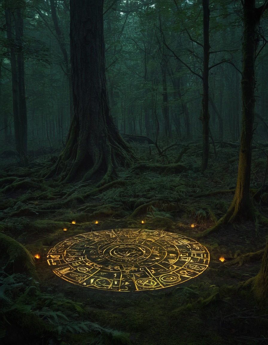 mystical, forest, runes, magical, enchantment, mystery