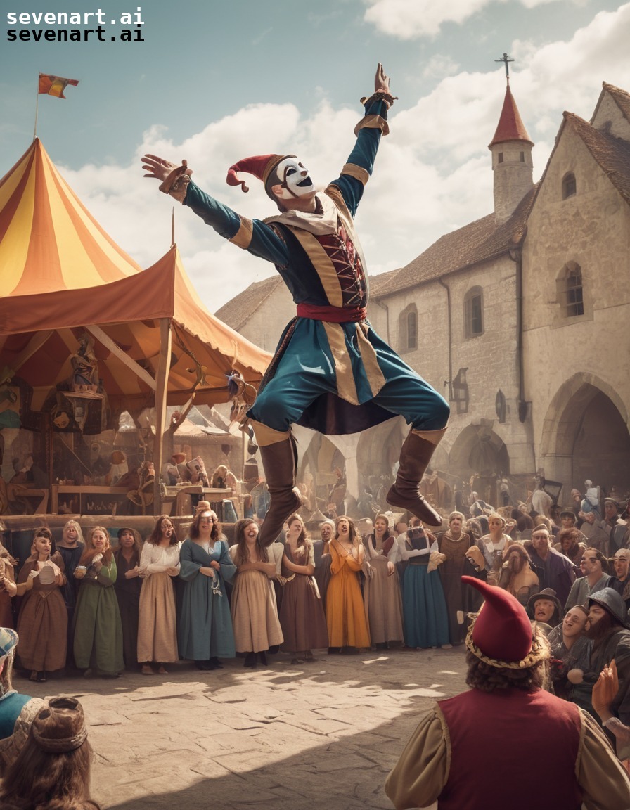 jester, entertainment, medieval, fair, acrobatics, middle ages