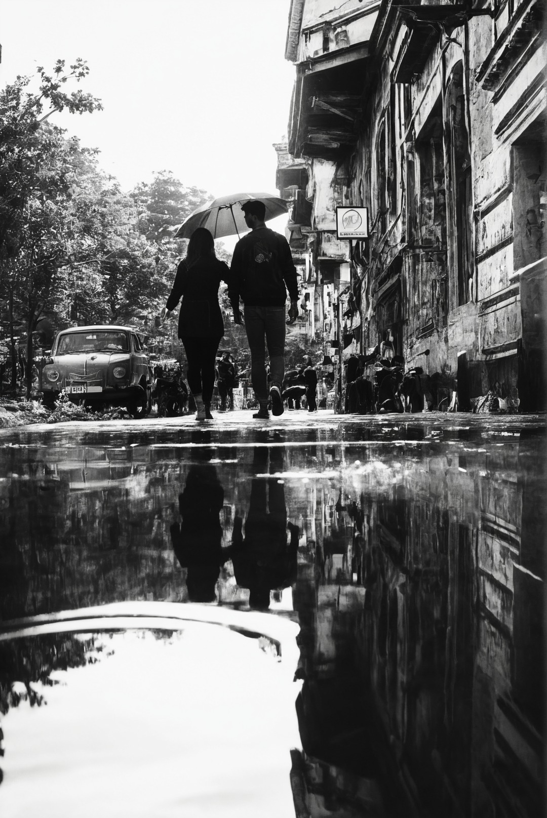 black and white, architecture, streetphotography, hamburg, rain