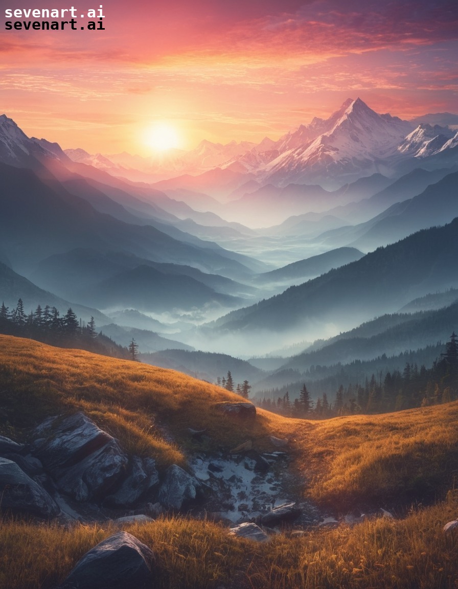 nature, sunrise, mountains, mist, beauty