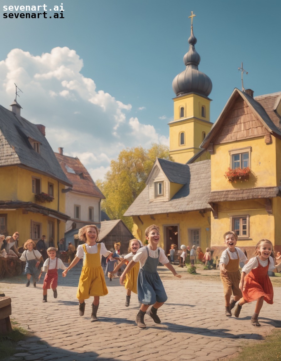 ukrainian culture, children playing, village life, joy, community, ukraine, ukrainians