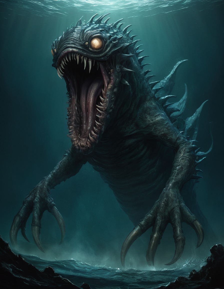 lusca, sea monster, mythical creature, caribbean folklore, legend, maritime legend