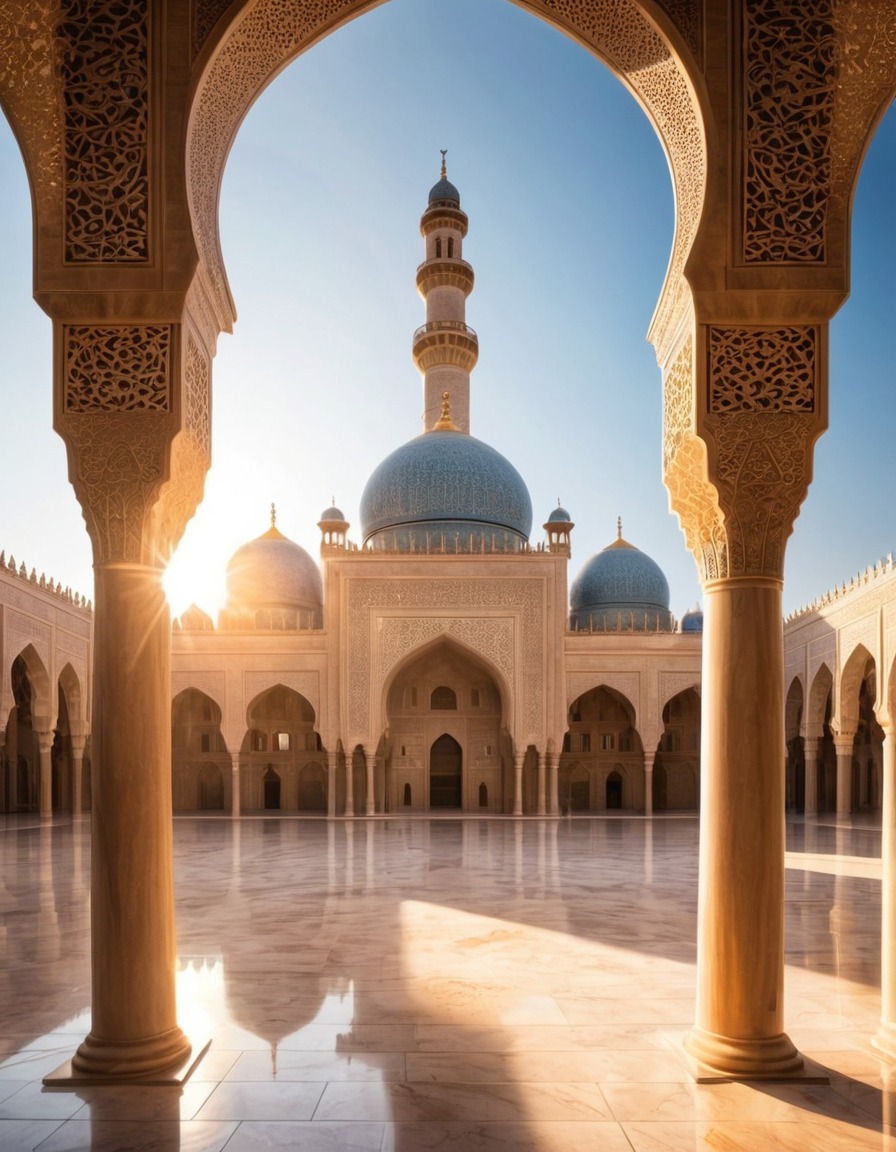 mosque, historic, intricate designs, sunlight, architecture