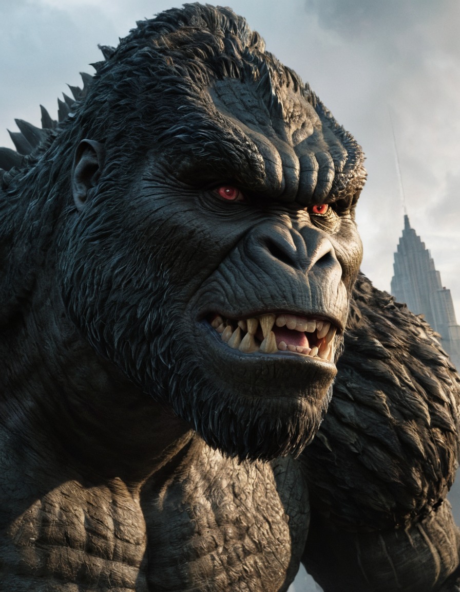 godzilla, king kong, monster, stare-down, kong