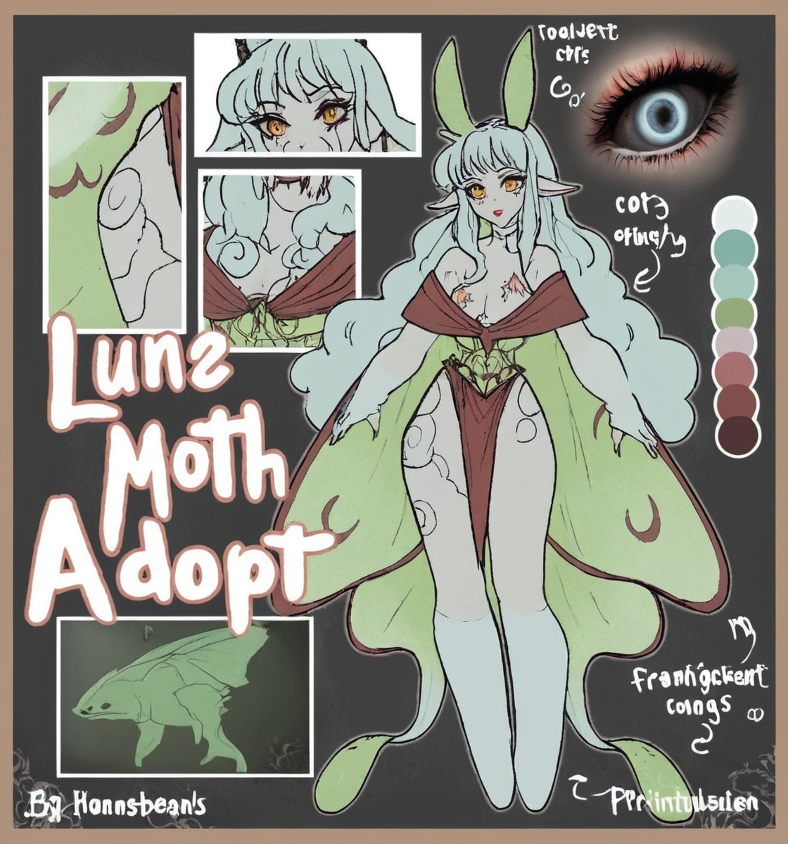 adoptable, adoptables, adopts, anthro, character, characterdesign, concept, design, fluffy, humanoid, insect, lunamoth, monstergirl, original, originalcharacter, luna_moth, adotable, adoptablesopen, mothadopt, mothgirl, moth_girl