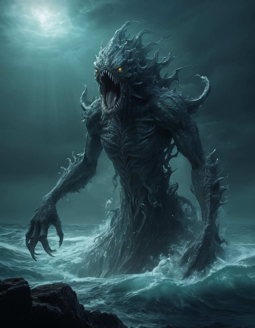 water sprites, sea monster, mythical creatures, mythology, fantasy, legend, frightening