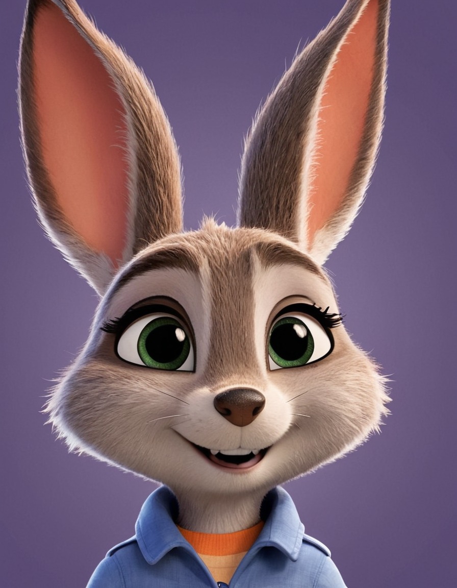 judy hopps, zootopia, portrait, anthropomorphic, digital art, animation, movies