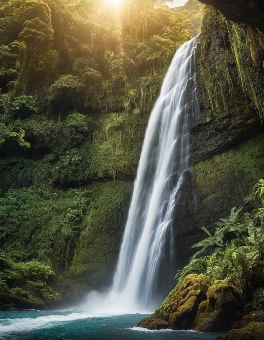 waterfall, taniwha, māori mythology, new zealand, nature, mythical creature