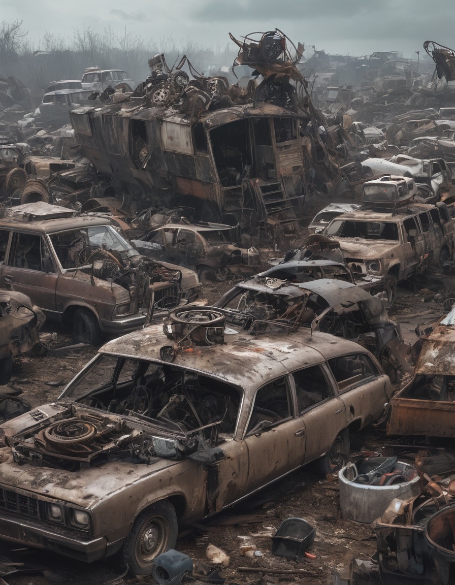 junkyard, scavengers, abandoned vehicles, salvage, mad max