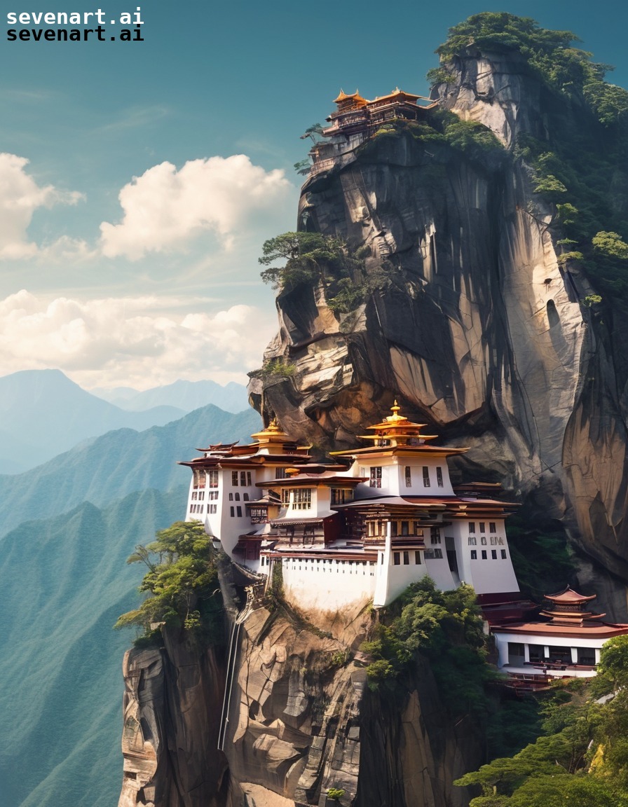 buddhist, monastery, mountain, cliff, serene