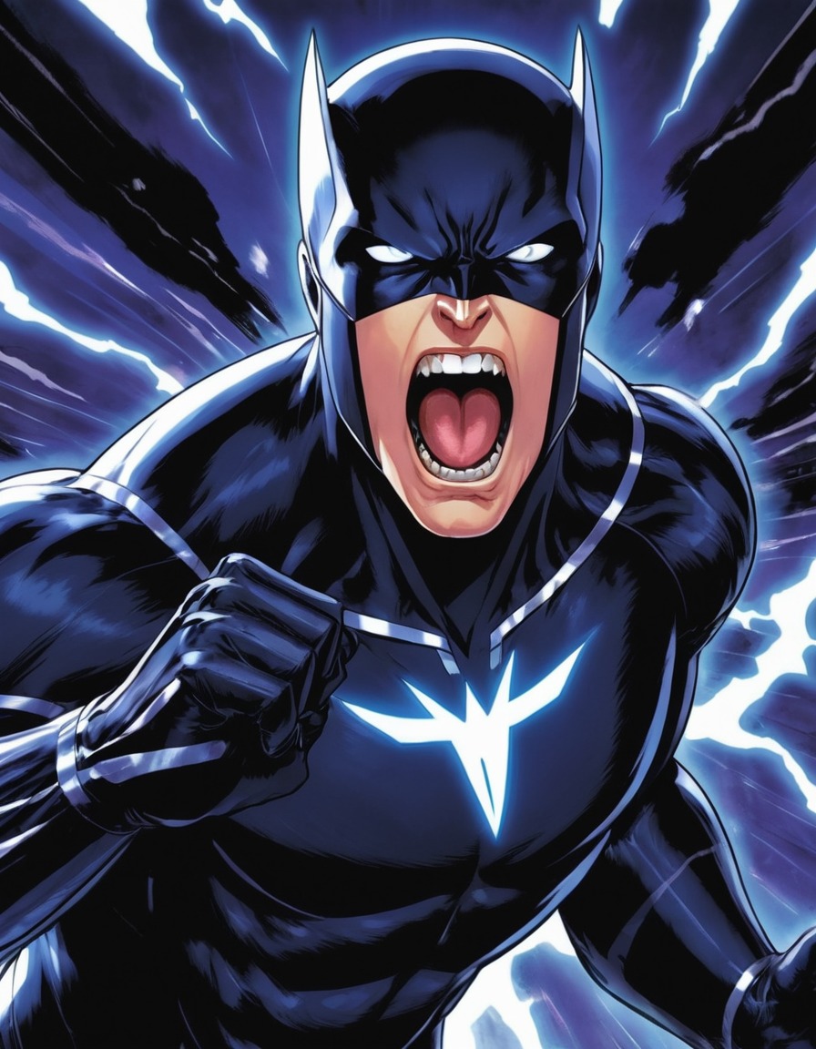 black bolt, comics, superhero, marvel comics, dramatic, close-up, sonic scream, anime, marvel