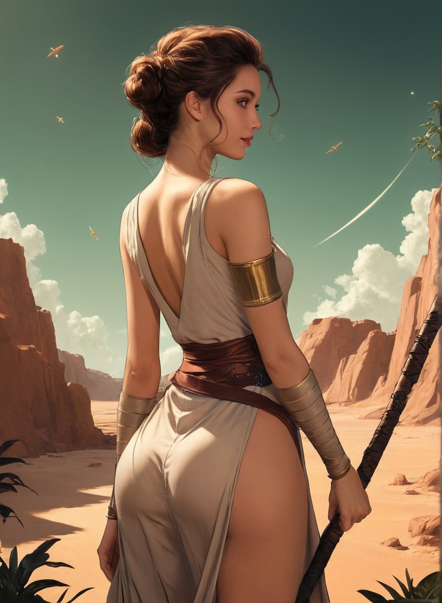 fanart, digitalart, starwars, characterdesign, adoptable, booty, bootylicious, digitalartwork, sexygirl, sexywoman, starwarsfanart, sexybeautiful, sexyfanart, sexyboobs, bootybutt, cheapadoptables, reyskywalker, reystarwars, rey_skywalker, aiartwork, stablediffusion