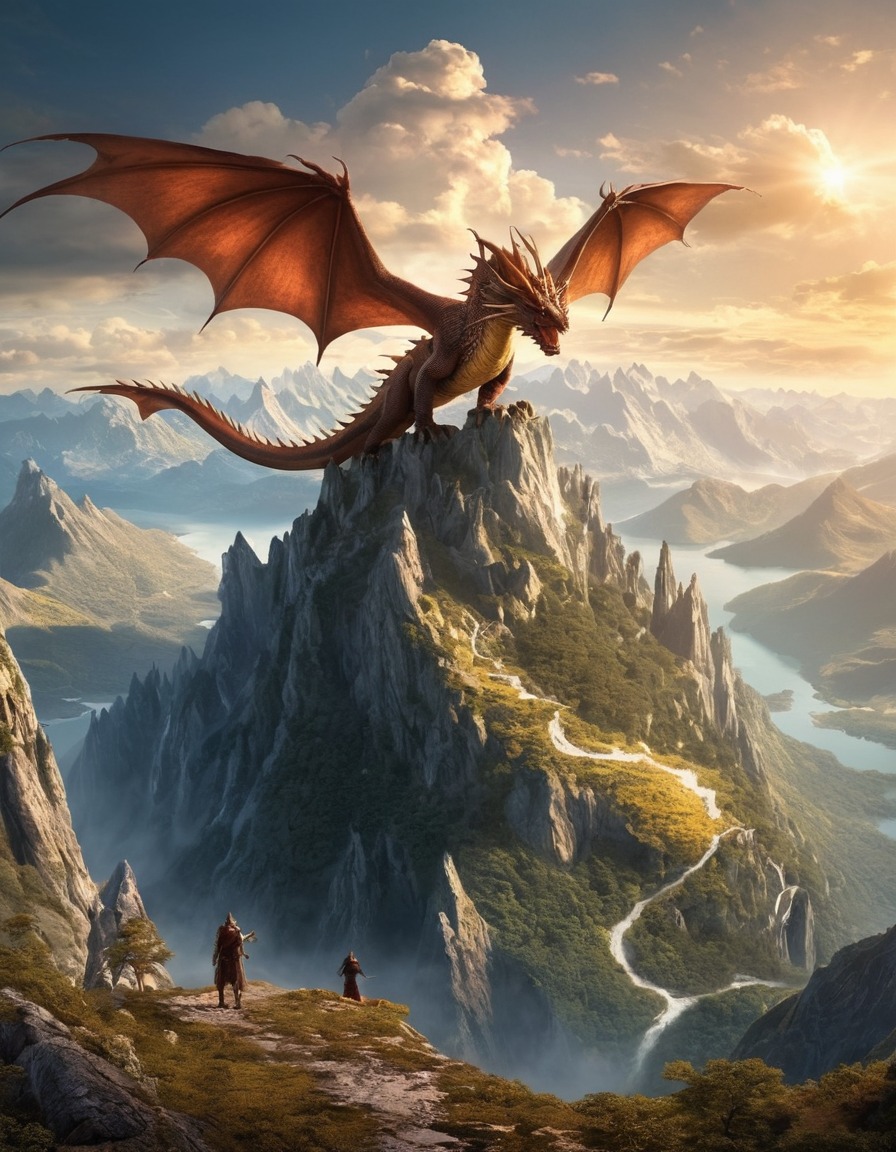 fantasy, dragons, mythical beasts, mountains, fantastic